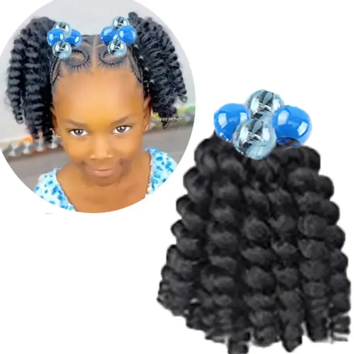 2-Pack Girls Braided Ponytail Hair Extensions with Elastic Ball Beads – Colourful Synthetic Hairpiece for Kids-Hair Accessories-Bennys Beauty World