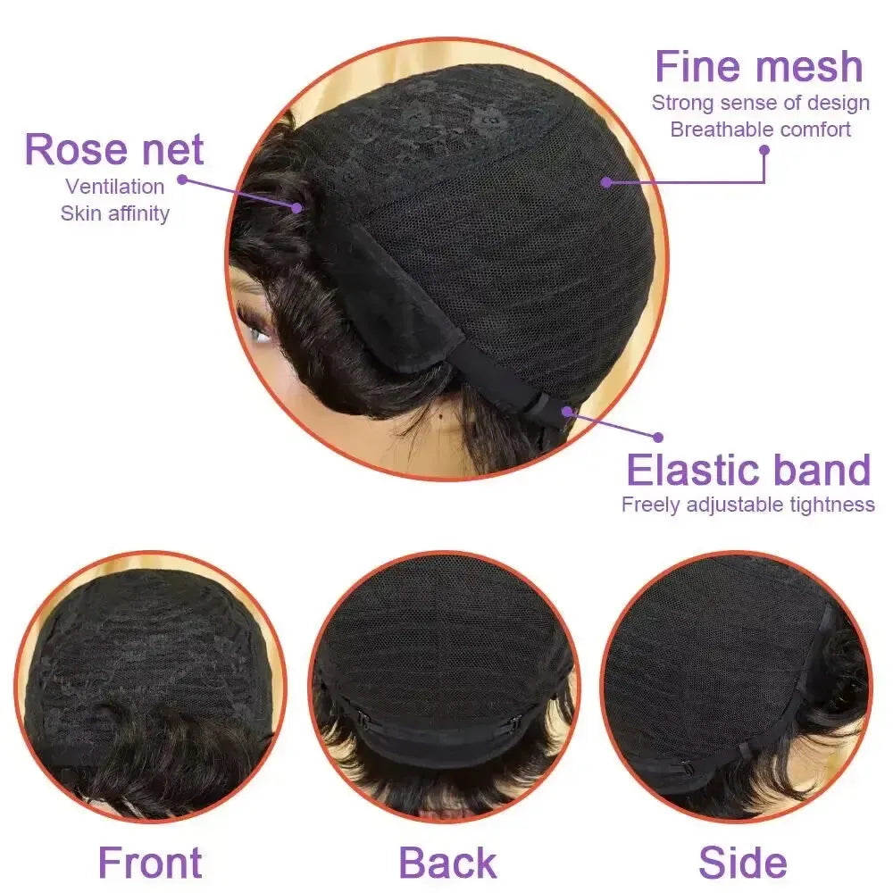 Pixie Cut Wig For Women Human Hair Short Wigs With Bangs-Wig-Bennys Beauty World