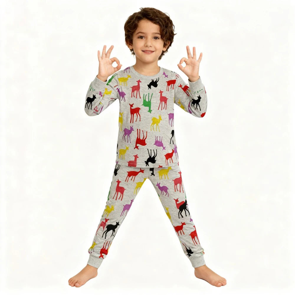 Kids Animal Print Long-Sleeve Pyjama Set | Boys &amp; Girls Sleepwear | Ages 2–7