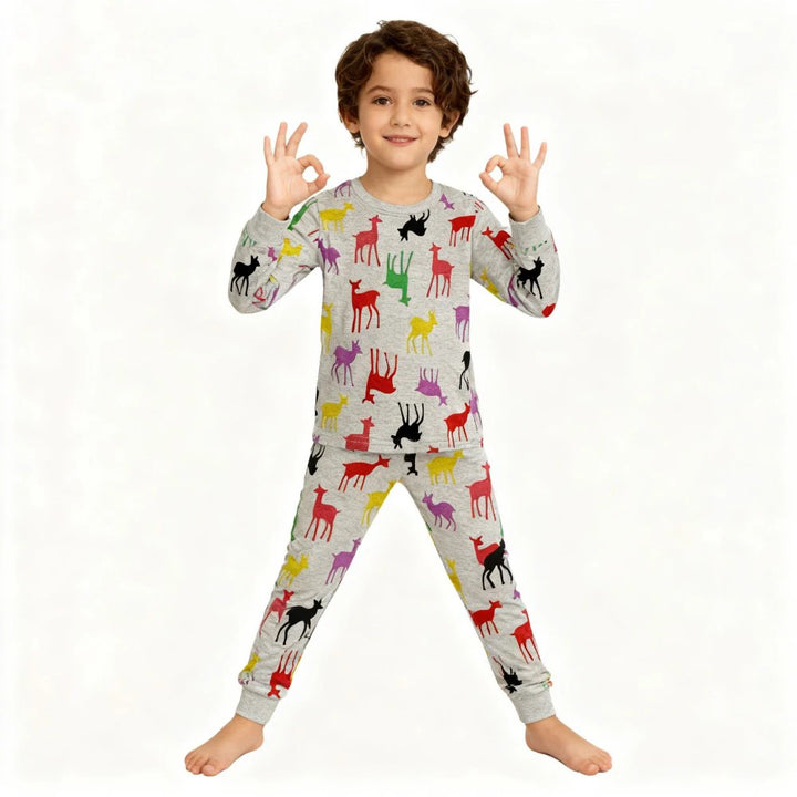 Kids Animal Print Long-Sleeve Pyjama Set | Boys &amp; Girls Sleepwear | Ages 2–7