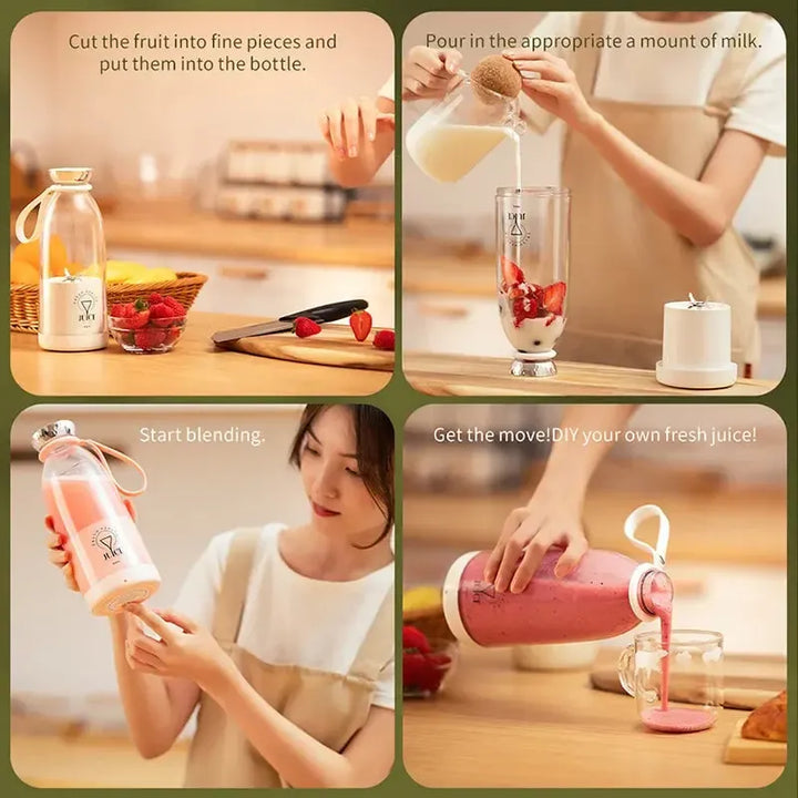 500ml Portable 2400mAh Wireless Fruit Mixers USB juicer Fresh Juice Bottle Blender Plus 6 Blades Food Milkshake Ice Crush Cup-Bennys Beauty World