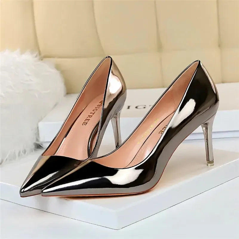Women Patent Leather Pumps High Heels-Shoes-Bennys Beauty World