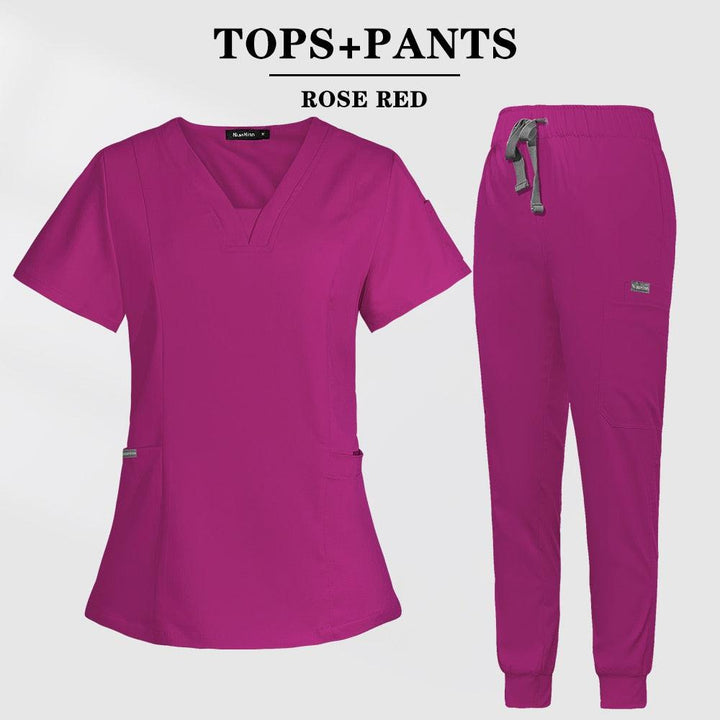 Multicolor Scrubs Short Sleeve Tops+Pants Nursing Uniform-Scrubs-Bennys Beauty World