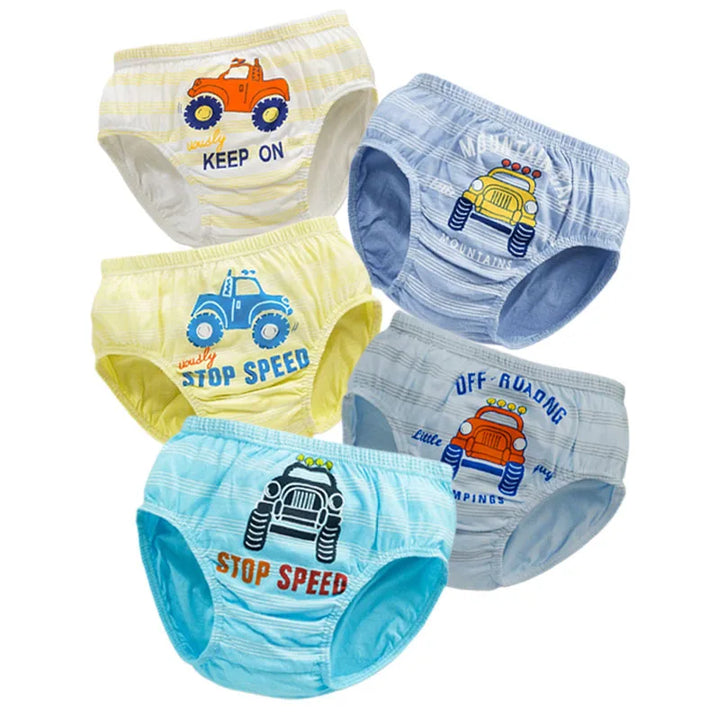 Boys Cotton Cartoon Briefs Multipack | Dinosaur &amp; Truck Print