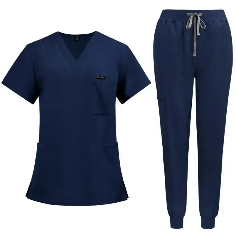 Women's Medical Scrub Set – V-Neck Clinical Uniform with Pockets-Scrubs-Bennys Beauty World