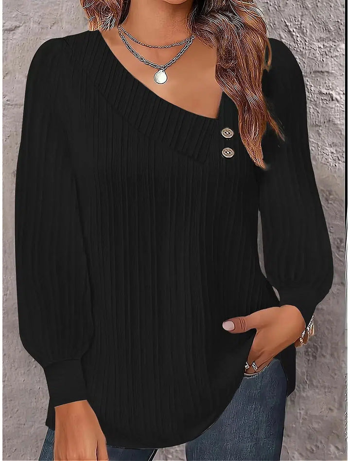 Women's Long Sleeved Shirt Solid Color Blouse Minimalist Women Tops-blouse-Bennys Beauty World