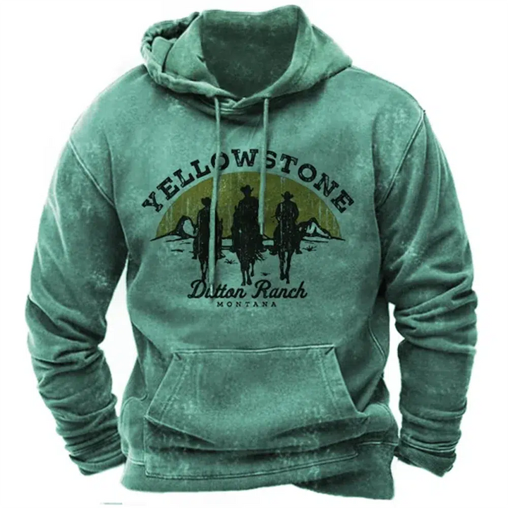 Men's Cowboy Printed Pullover Hoodie