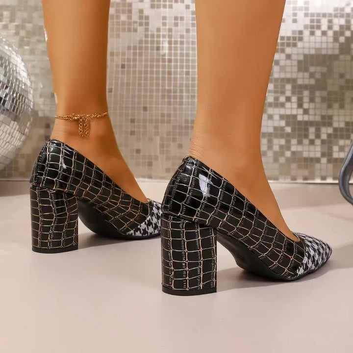 Pointed Toe Block Heel Slingback Pumps