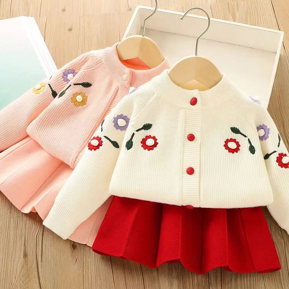 Girls Long sleeve knitted sweater set-Dress-Bennys Beauty World