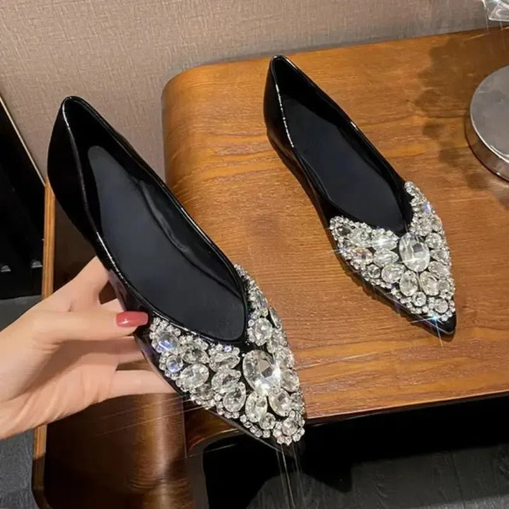 Rhinestone Glitter Pointed - Toe Flats - Bennys Beauty World
