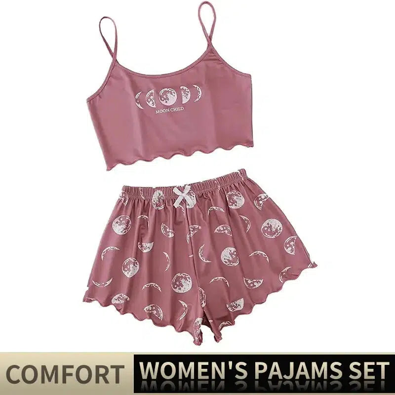 Women Pajamas Sleepwear Pajama Set Sports Camisole And Shorts-Dresses-Bennys Beauty World