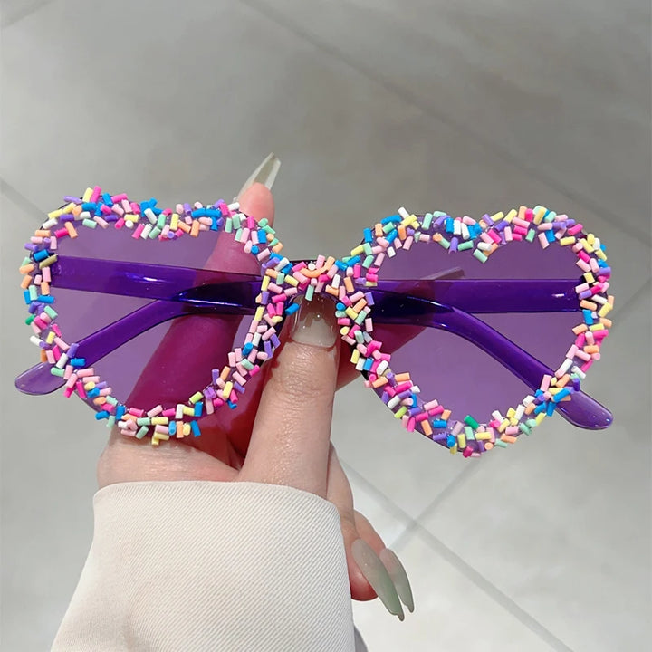 Heart-Shaped Sprinkle Sunglasses — UV400