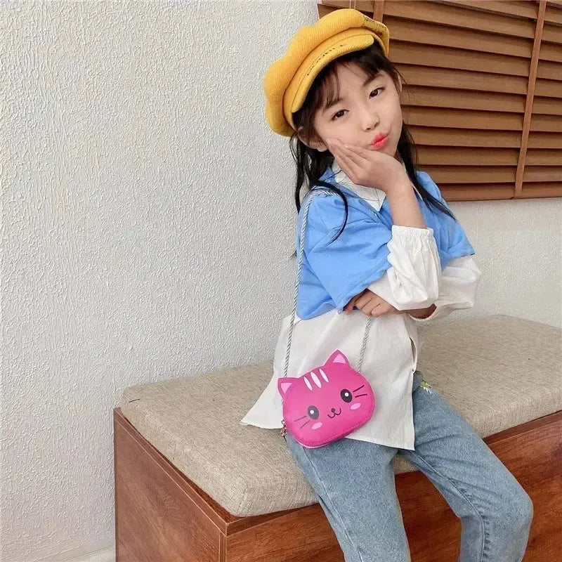 Cute Cat Shoulder Bag for Toddlers – PU Leather Cartoon Crossbody Bag for Girls-Bag-Bennys Beauty World