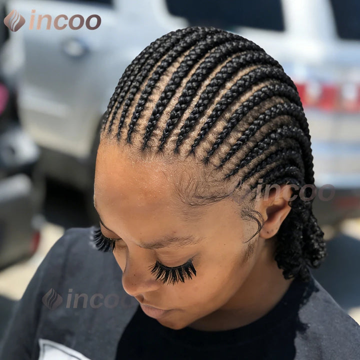 8" Cornrow Box Braid Wig – Synthetic Full Lace Front | African Twist Braid Hair Wig