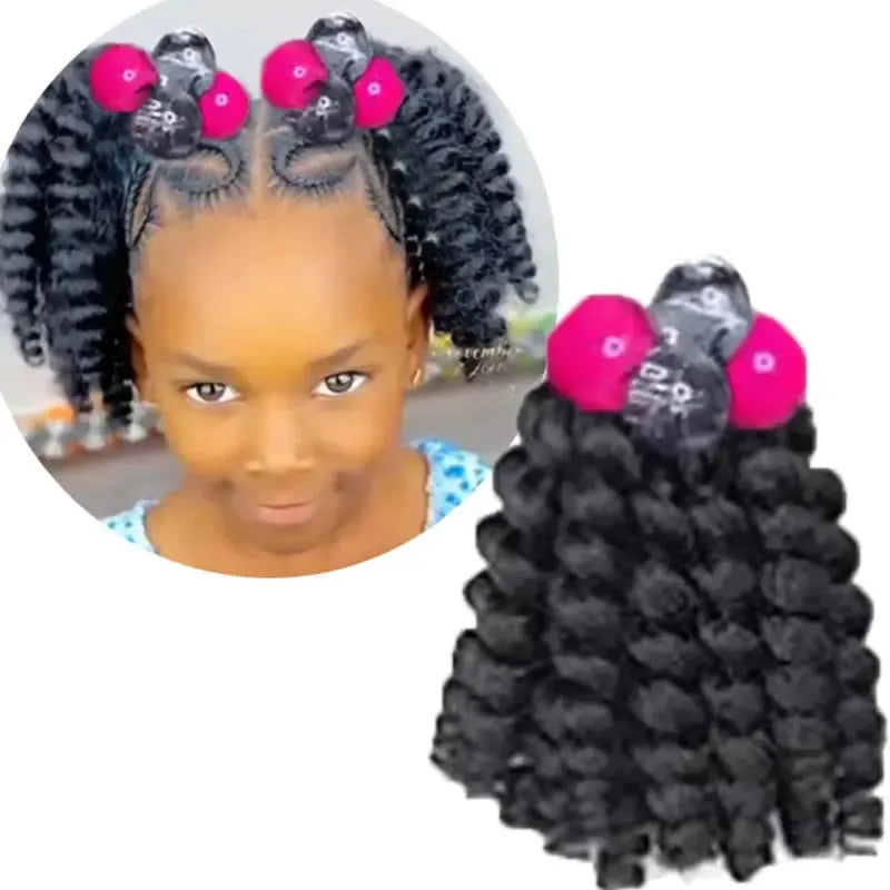 2-Pack Girls Braided Ponytail Hair Extensions with Elastic Ball Beads – Colourful Synthetic Hairpiece for Kids-Hair Accessories-Bennys Beauty World