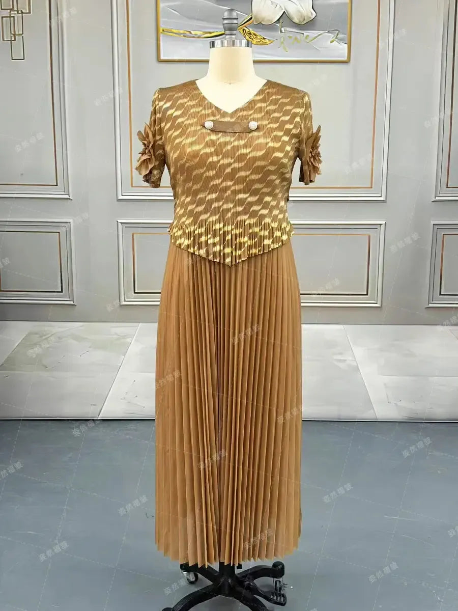 Plus Size Luxury Dresses For Women Elegant And Beautiful Gowns Miyake Pleated Dress Party Evening Prom Formal Female Fashion-Bennys Beauty World