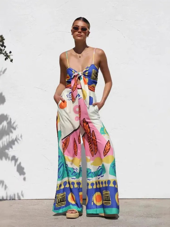 Bohemian Spaghetti Strap Jumpsuit for Women-Dress-Bennys Beauty World