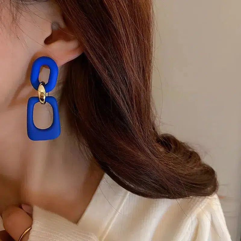 Blue Geometric Chain Earring for Women-Earring-Bennys Beauty World