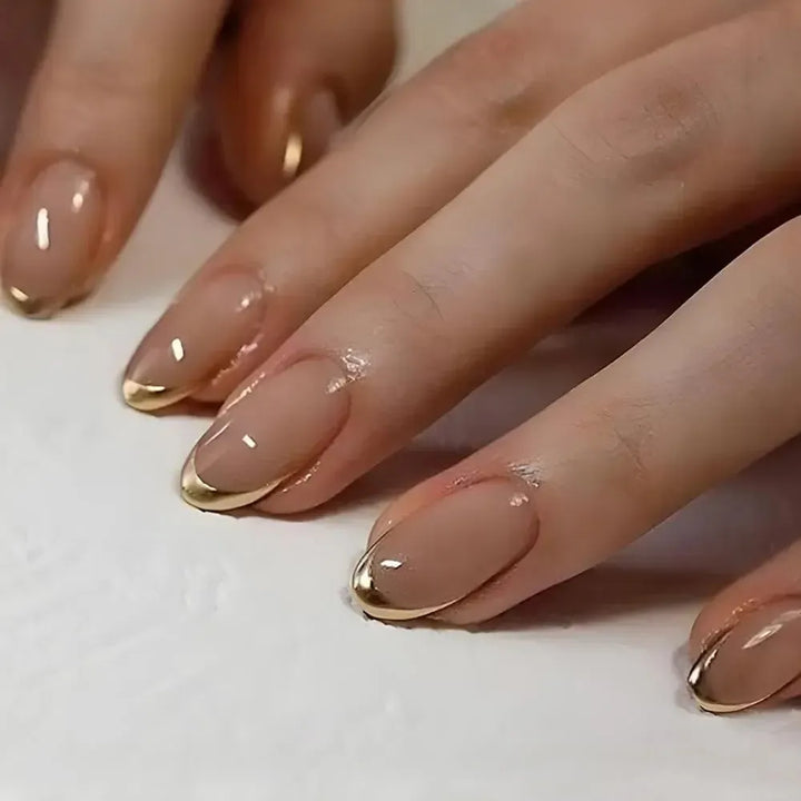 French Almond Press-On Nails – 24 Pcs Blue Star Pattern False Nails-Nails-Bennys Beauty World