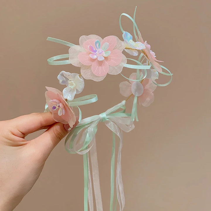 Artificial Flower Crown Headband for Girls Sweet Floral Hair Hoop