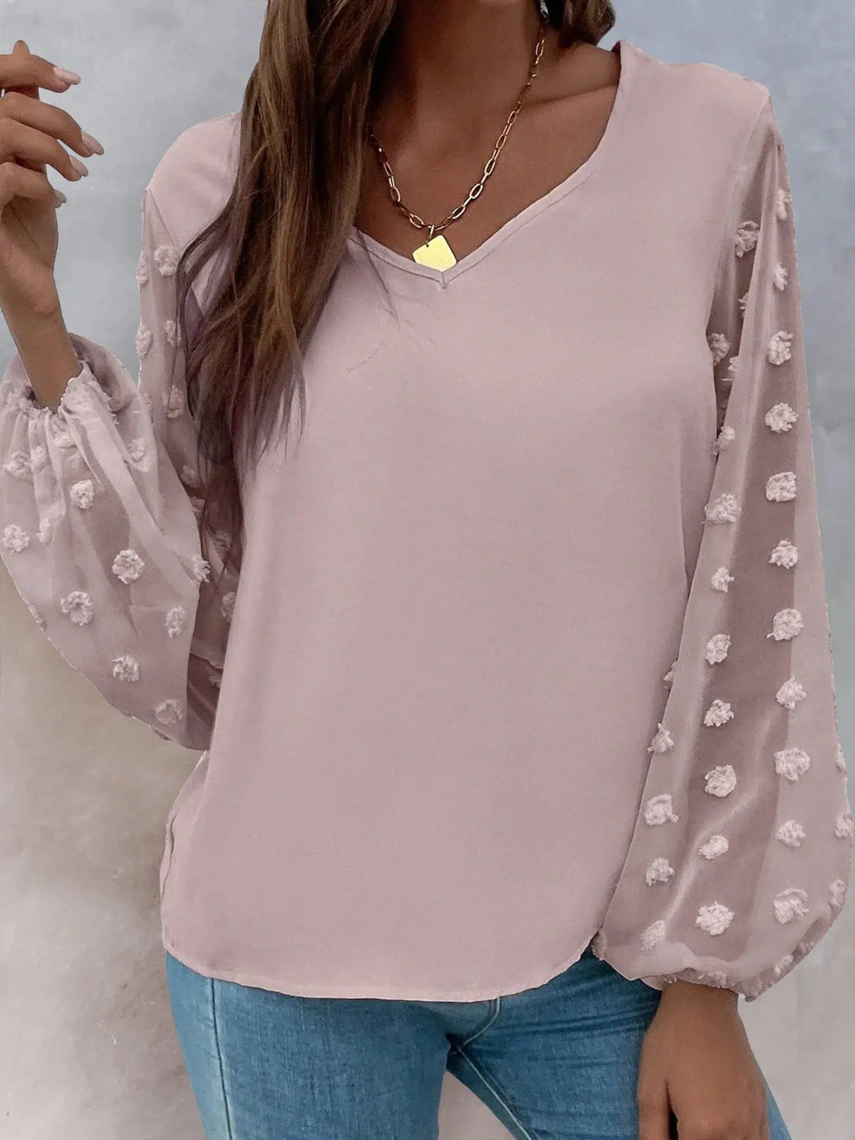 Women Elegant Solid Color Blouses Shirts Casual V Neck Puff Short Sleeve Blouse Tops Ladies Office Wear Shirt-Bennys Beauty World