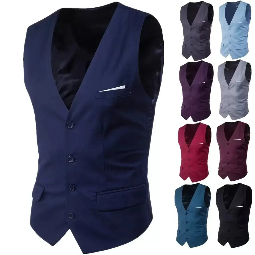 TTXI Men's Slim Fit Suit Vest – Single Breasted Waistcoat for Wedding, Business & Formal Occasions-waistcoat-Bennys Beauty World