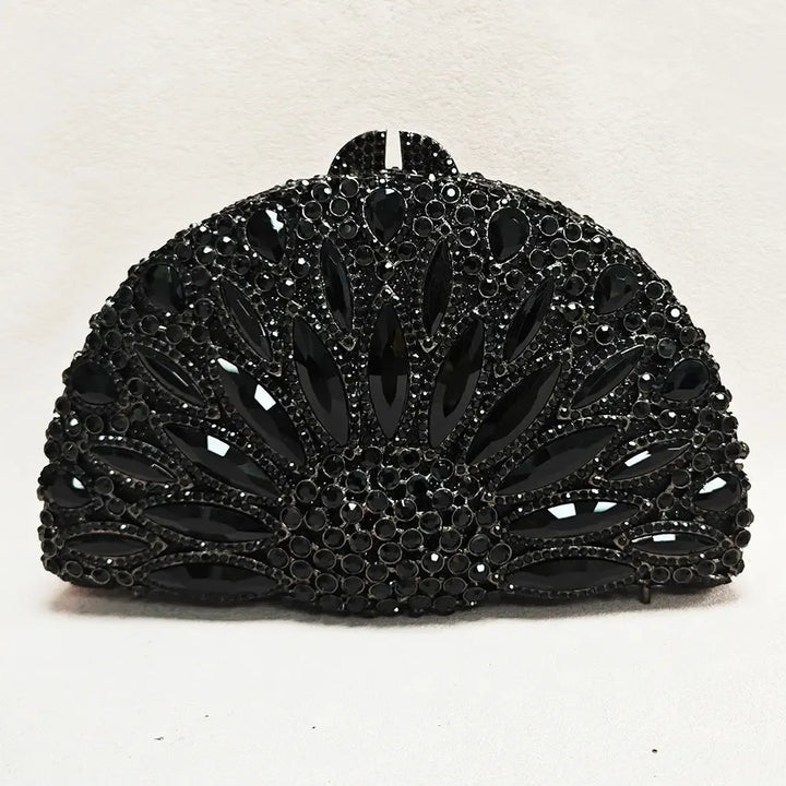 Black Crystal Rhinestone Evening Clutch Bag - Bennys Beauty World
