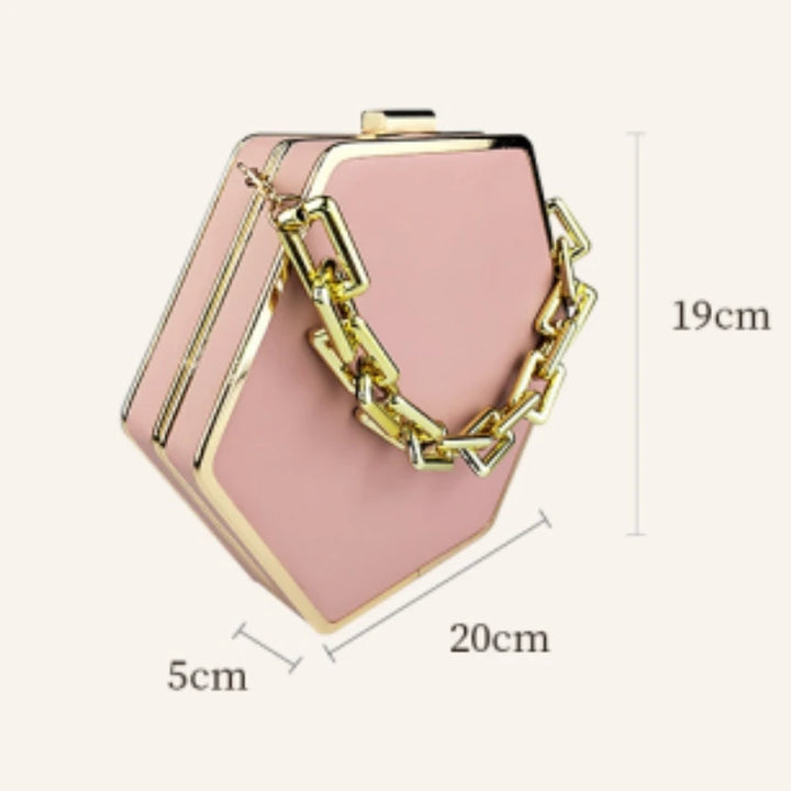 Pink Handbag Banquet Bag Women's Dress Handbag Metal Chain Strap Messenger Bag