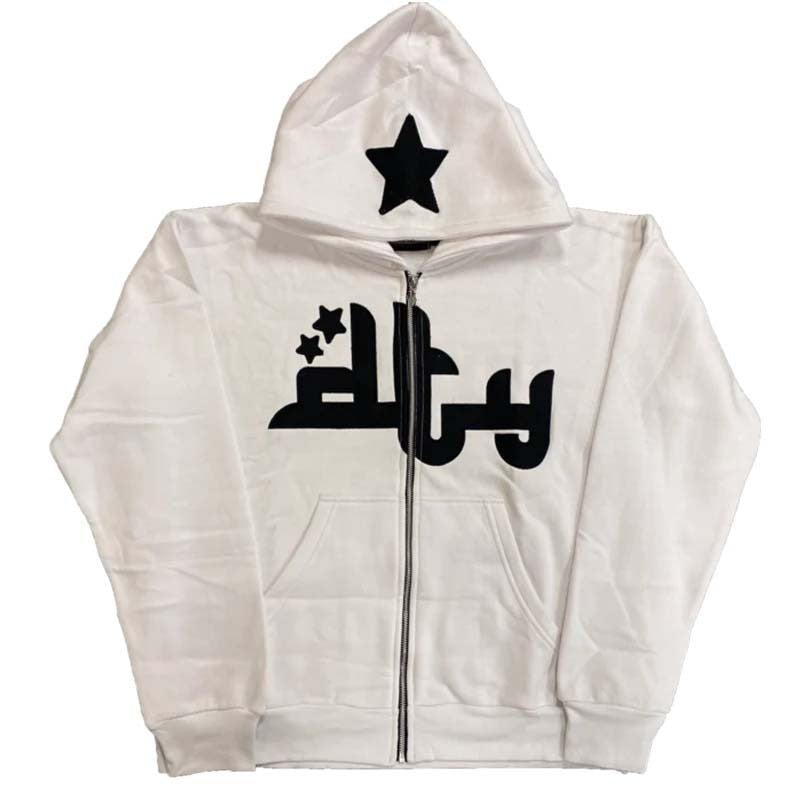 Men's Star Letter Printed Y2k Hoodies High Street Hooded Sweatshirts-Shirts-Bennys Beauty World