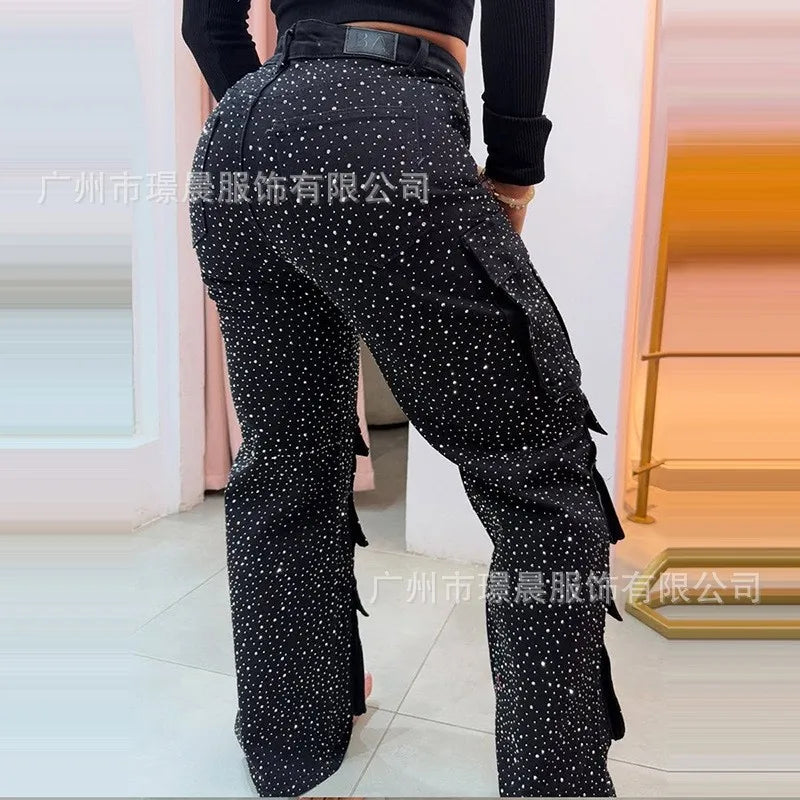 Women's High Waist Jeans Denim Casual Pants