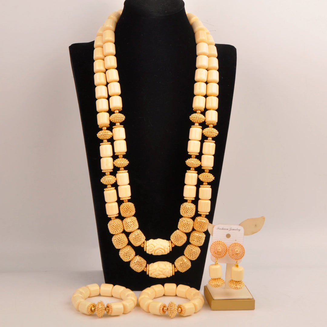 White Artificial Coral Bead Necklace African Jewelry Sets for Women