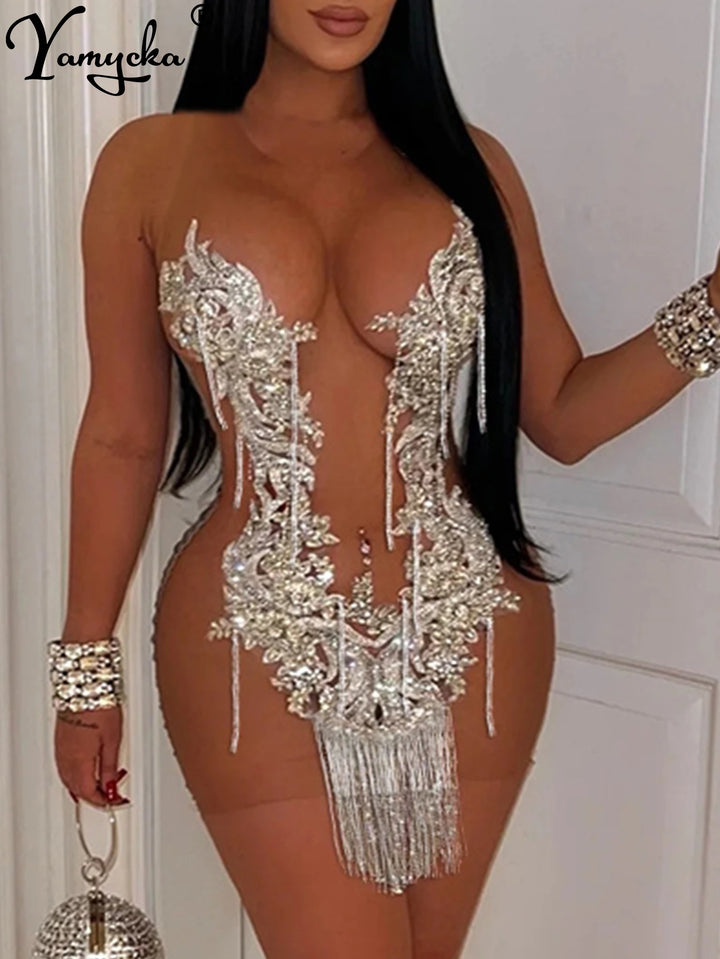 Sequin Mesh Bodycon Mini Dress
