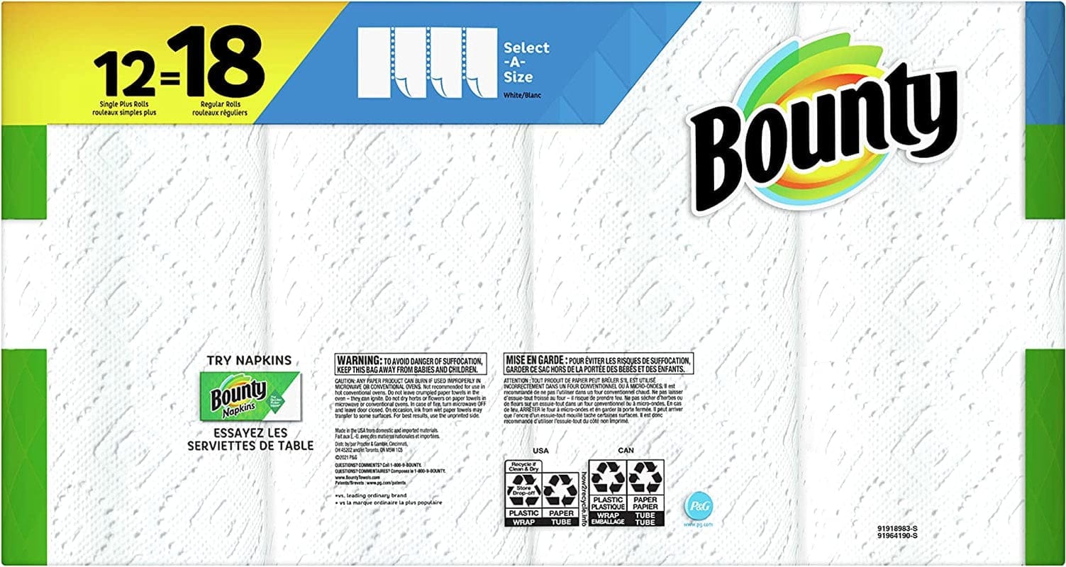 Select-A-Size Paper Towels, White, 12 Single plus Rolls = 18 Regular R –  Bennys Beauty World