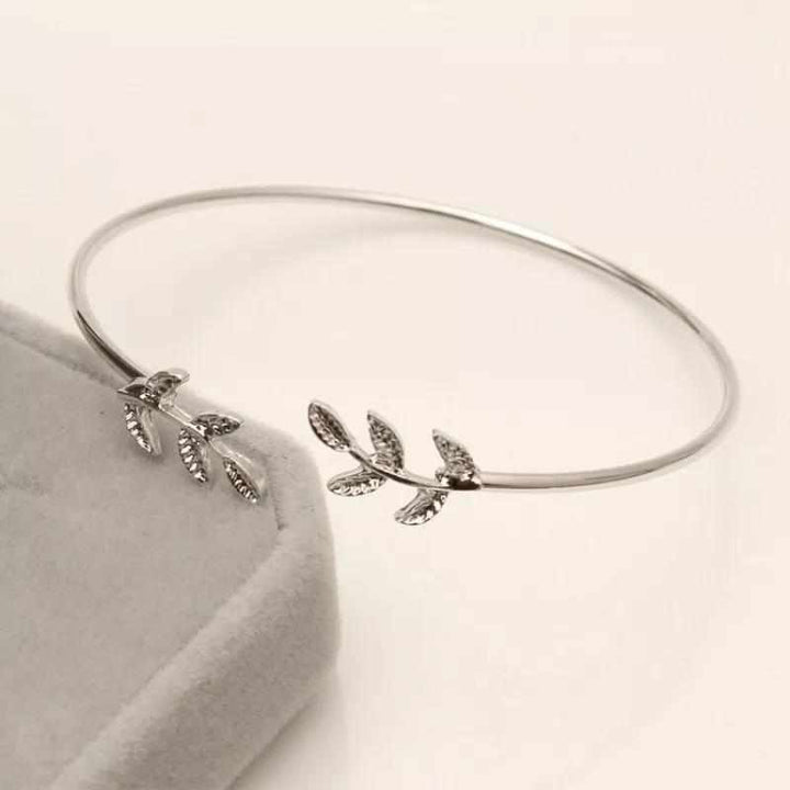 Set Of 2 Leaf Cuff Vintage Adjustable Charm Bracelet For Women BENNYS 