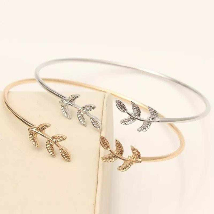Set Of 2 Leaf Cuff Vintage Adjustable Charm Bracelet For Women BENNYS 