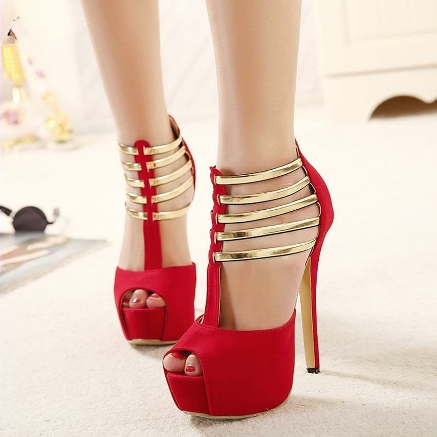 Peep toe red on sale shoes