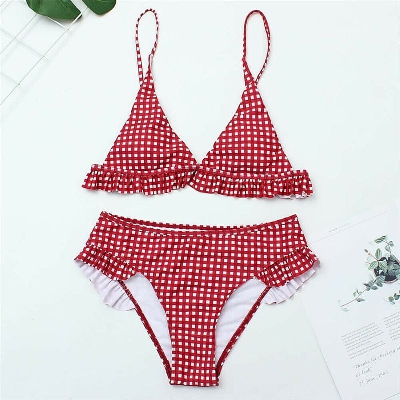 Pink clearance plaid swimsuit