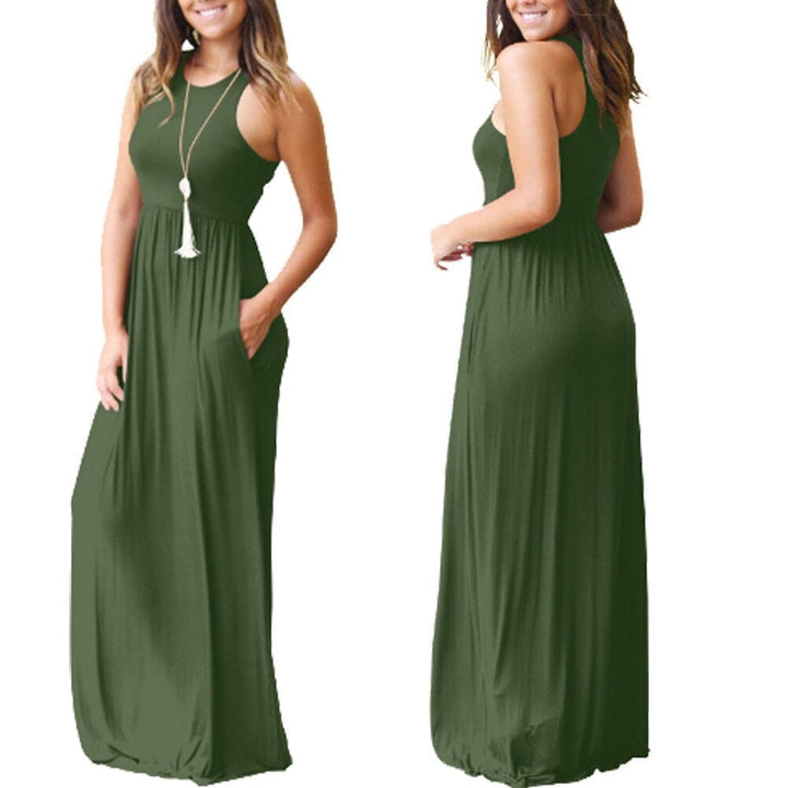 Sexy Women Boho Maxi Club Solid Sleeveless Dress BENNYS 