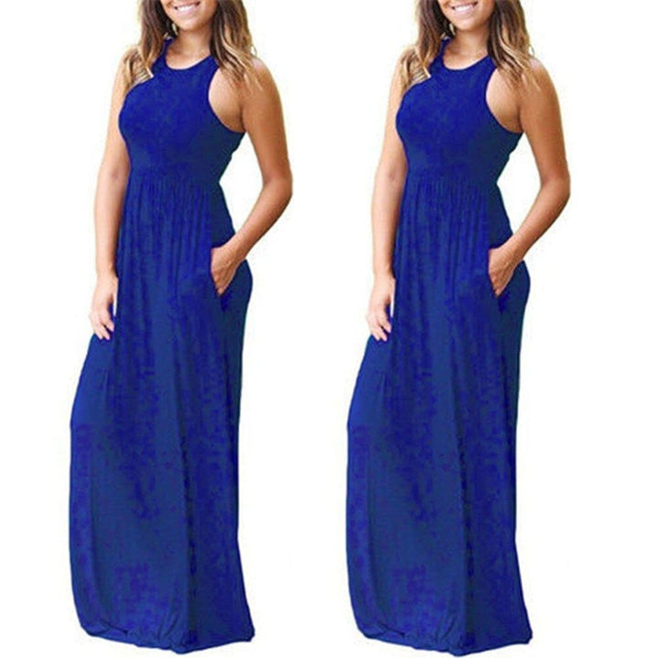 Sexy Women Boho Maxi Club Solid Sleeveless Dress BENNYS 