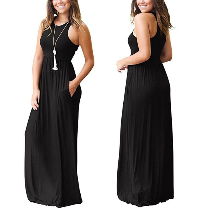 Sexy Women Boho Maxi Club Solid Sleeveless Dress BENNYS 