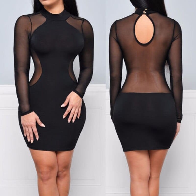 Sexy Women Dress See Through Mesh Bandage Body-con  Dress BENNYS 