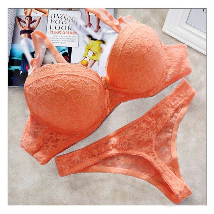 Sexy Women Lace Drill Bras Set Women Push Up Underwear Sets Bra And Thong BENNYS 