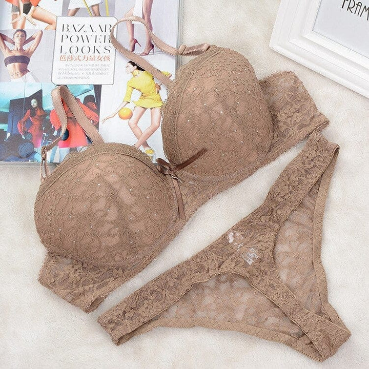 Sexy Women Lace Drill Bras Set Women Push Up Underwear Sets Bra And Thong BENNYS 