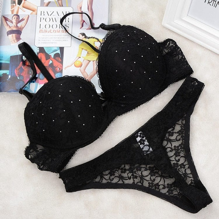 Sexy Women Lace Drill Bras Set Women Push Up Underwear Sets Bra And Thong BENNYS 