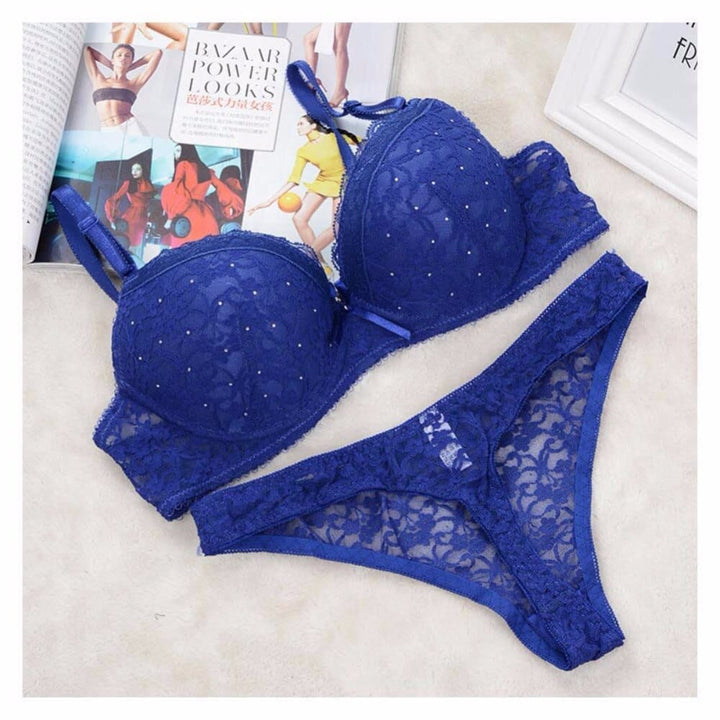 Sexy Women Lace Drill Bras Set Women Push Up Underwear Sets Bra And Thong BENNYS 