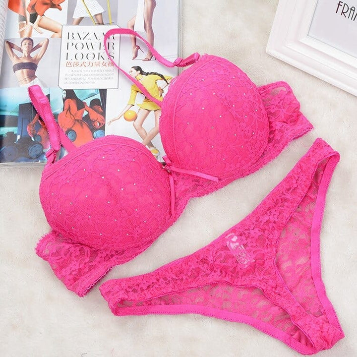 Sexy Women Lace Drill Bras Set Women Push Up Underwear Sets Bra And Thong BENNYS 