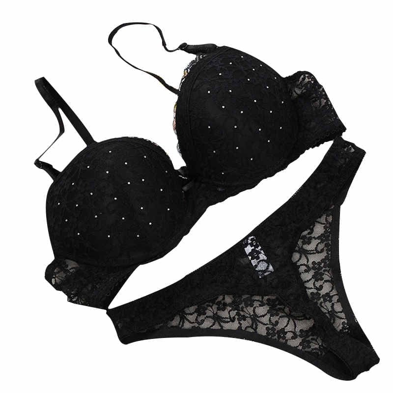 Ladies Underwear Lace Bra Set,black,95C : : Clothing