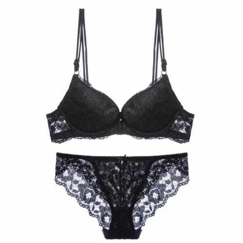 Sexy women's Ladies Lace Sheer Split Underwear Casual Bow Decoration Gather Bra Set BENNYS 