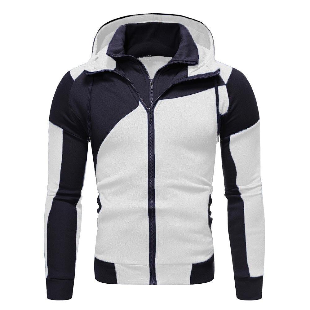 Men's Hooded Sweatshirts Colorblock Double Zipper Sweatshirt-Clothing-Bennys Beauty World