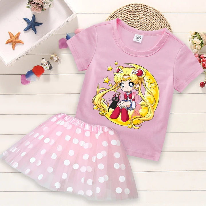 Summer Kids Girls Clothes Little Pony T-Shirt+Tutu Skirt 2pcs Clothing Sets